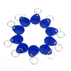 HFeng (pack of 100)125KHz RFID Access Control Keyfobs Proximity EM4100 TK4100 Keychains Smart ID Keycard for Door Electric lock system nfc token tag (Blue)
