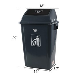 Farmoon 4 Pack 18 Gallon Plastic Garbage Can with Swing Lid, Grey