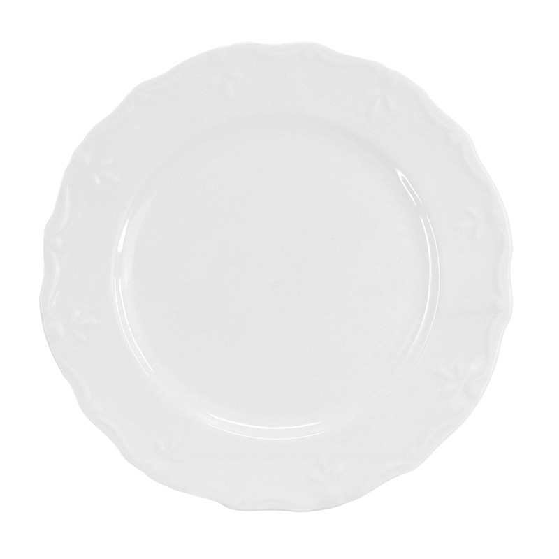 Elama Henryi 6 Piece Embossed Rim Detail Porcelain White Dinner