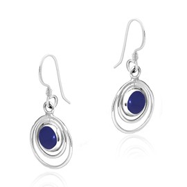 AeraVida Cascading Orbits Simulated Blue Lapis-lazuli Inlay .925 Sterling Silver Dangle Earrings | Blue Lapi Earring | Cascading Earrings | Sterling Silver Dangle Earring for Women
