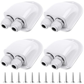Enhon 4 Pack Solar Cable Entry Gland, Weather Resistant Solar Gland, Dual Cable Entry Housing for All Types 3mm² to 10mm² RV, Caravan, Marine, Boat, Cabin (White)