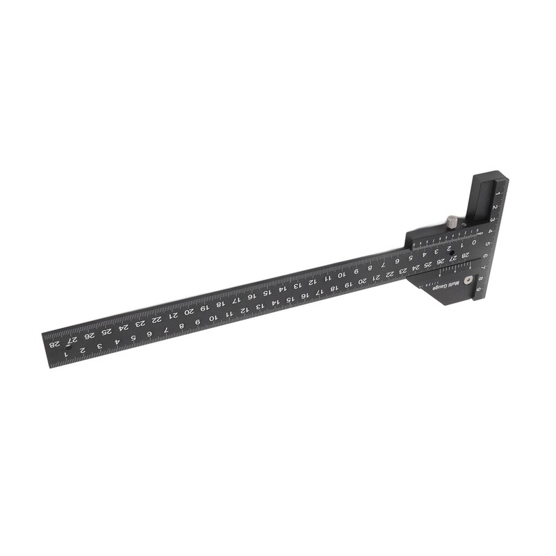 Multifunction Woodworking Ruler Aluminum Alloy T Shaped Black Measuring Marking
