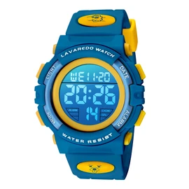 Kids Watch Boys Digital Boys Sports Watch Outdoor Multifunction 50M Waterproof Alert Date Day Display, 07-green-yellow