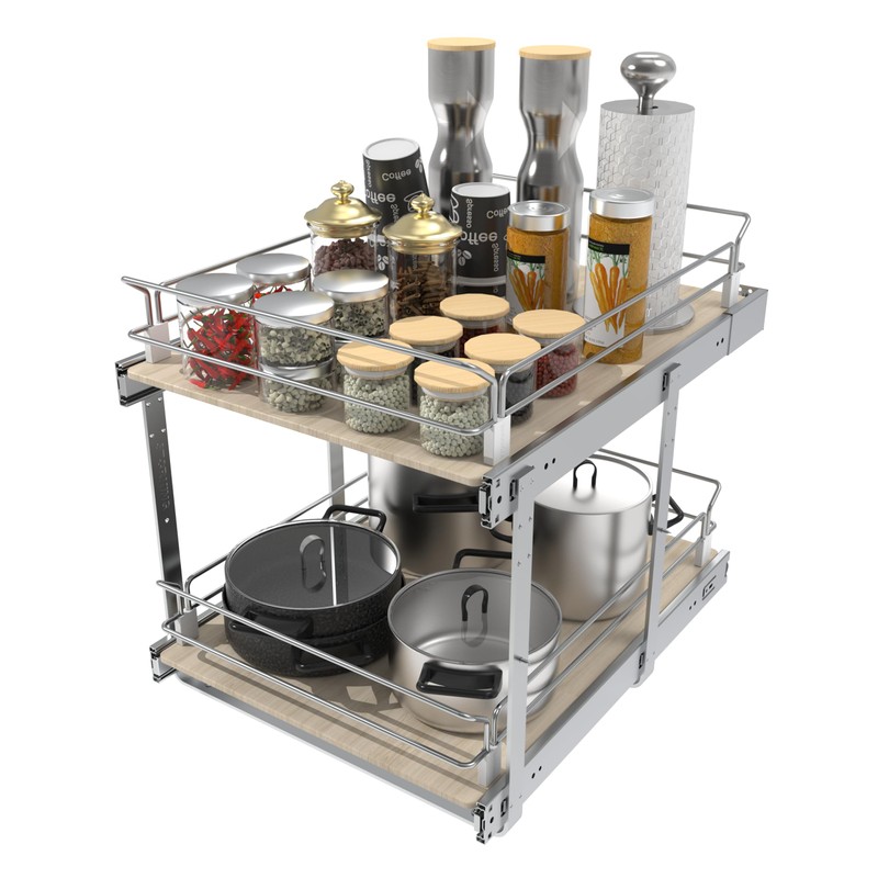 2 Tier Pull Out Cabinet Organizer 18" W X 22"