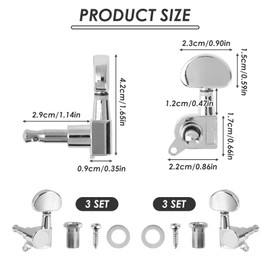 6Pcs Guitar Tuning Pegs, Half-Circle Closed-End Locking Machine Heads for Electric Guitars, Durable Guitar Parts, High-Precision Tuning Pegs