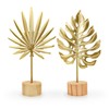 LuckyOpt 19cm Mini Gold Leaf Sculpture Ornament, 2PCS Metal Gold