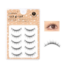 LASHIDOL Natural Transparent Eyelashes Handmade False Eyelashes Natural Design for Home DIY Daily Makeup 5 Pairs (Girly Idol)