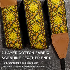 BestSounds Camera Strap, Jacquard Weave 2" Shoulder Neck Straps for All DSLR Cameras Men Women Photographers (Jacquard Yellow)