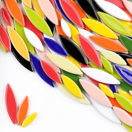 CarAngels Ceramic Mosaic Tiles DIY Home Decor Handmade Craft Ceramic Crafts 500g Willow Leaf Petal Shape (Various Colors)