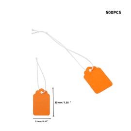 WDONAY 500PCS Price Tags with String Attached, Marking Strung Tags Writable, Price Labels Display for Pricing Gift Jewelry (1.38"×0.87", Orange)