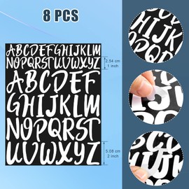 8 Sheets Capital Letter Stickers, 1 Inch 2 Inch Self Adhesive Uppercase Letters Stick On Letters Waterproof Vinyl Alphabet Stickers Decals for Crafts Scrapbook Poster Window Mailbox Car (White)