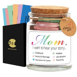 NStuiv Mom, I Want to Hear Your Story Jar with 90 PCS Cards, Mothers Day Birthday Gifts From Daughter Son, Christmas Mother in Law New Mom Gifts Conversation Cards for Family