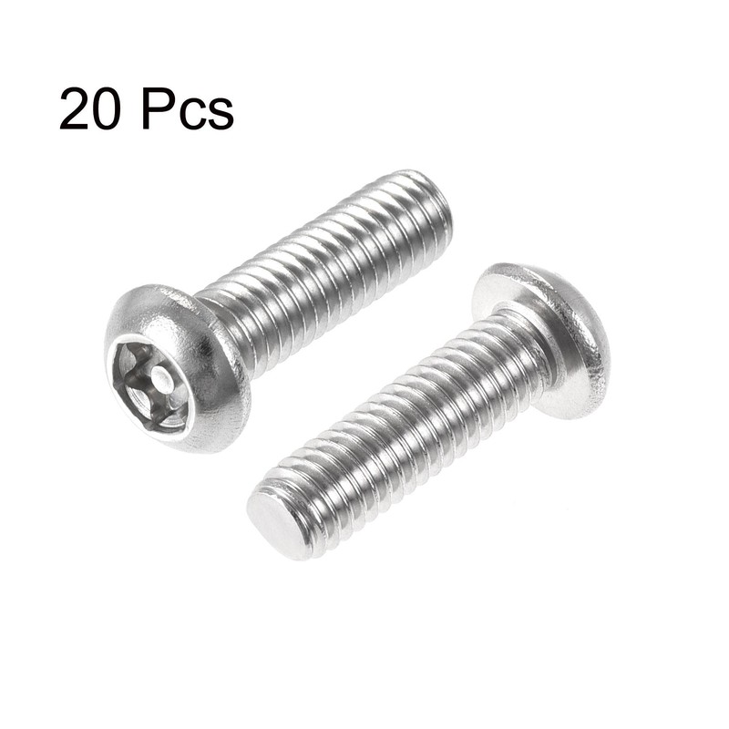sourcing map M6x20mm Torx Security Machine Screw, 20pcs Pan Head