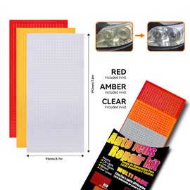 Car Lens Repair Kit, Headlight Restoration Kit, 192x95mm Headlight Tail Light Repair Tape, Crack Repair Film, Car Lens Repair Kit (Red, Amber, Clear)