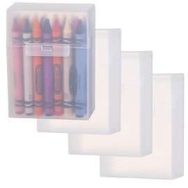 Clabby 4 Pcs Plastic Clear Crayon Box Bulk Clear Crayon Boxes Wth Hinged Lid and Snap Closure for Pens School Office Supplies Organization