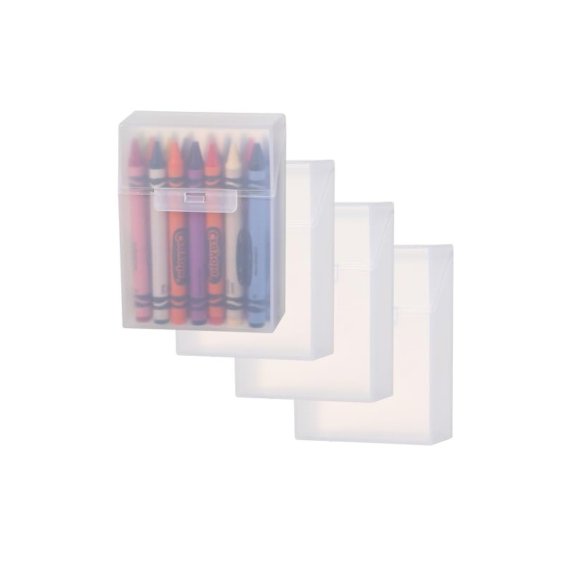 Clabby 4 Pcs Plastic Clear Crayon Box Bulk Clear Crayon