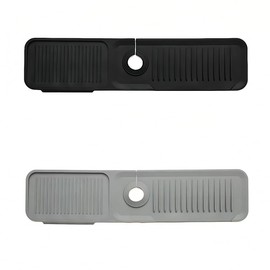 QINGWOW 2PCS-23.6" Adjustable Silicone Sink Splash Guard,5°Slope Drain Design, Silicone Faucet Mat for Kitchen Sink, Kitchen Sink Organizer,Keep Countertops Dry | Non-Slip Organizer for Sponge, Cups