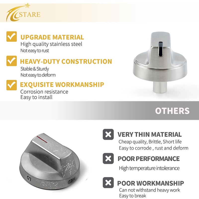 Allstare Stainless Steel WB03X29315 Stove knobs Replacement for GE Stove
