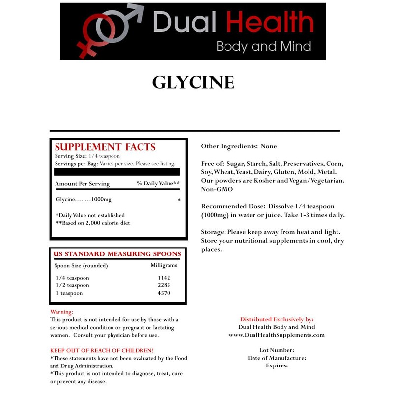 Glycine Powder (4 oz) Pure Free Form Glycine Bulk Supplements,