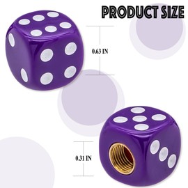 MEAJOO 4PCS Dice Tire Valve Stem Caps, Waterproof Airtight Car Wheel Tire Air Caps Universal Tire Valve Stem Covers for Cars, SUV, Trucks, Bikes, Motorcycles, Bicycles(Purple)