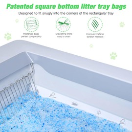 Litter Box Liners Compatible with Pets Scoopfree Litter Box Refill Tray Rectangle Bags with Anti-scratch Cardboard 20 Pack