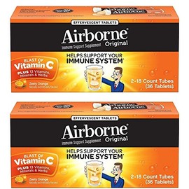 Airborne Zesty Orange Effervescent Tablets Vitamin C 1000mg x 36 Counts (2 Pack)