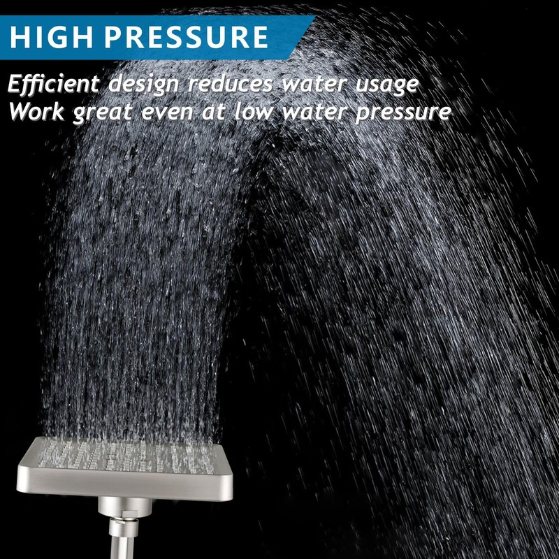 Nuodan High Pressure Rain Shower Head with 11'' Extension Arm