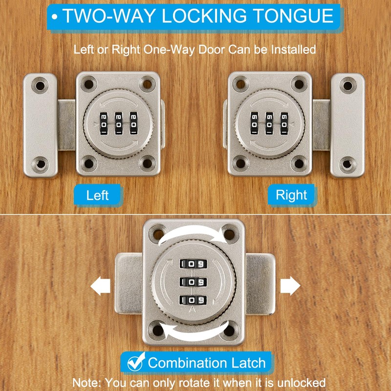 PATIKIL Combination Cabinet Latch, 2 Pack Zinc Alloy Keyless Drawer