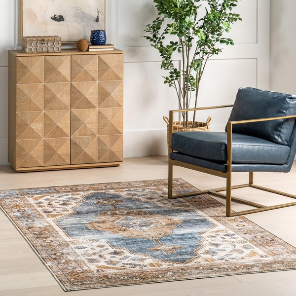 nuLOOM 4' x 6' SpinClean Machine Washable Stain-Resistant Area Rug