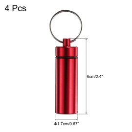 sourcing map 4 Pcs Metal Toothpick Holder, Reusable Toothpick Case Waterproof Toothpick Container with Keychain for Outdoor Picnic Camping Traveling, Red