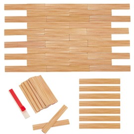 OLYCRAFT 40Pcs Miniature Dollhouse Flooring with Natural Texture 1:12 Scale Self Adhesive Dollhouse Wood Flooring Wood Color Mini Floor Boards for Miniature Pretending House Decorations