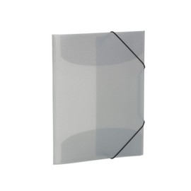 HERMA 19582 Portfolio Folders A4 Translucent Grey, Pack of 3, Children's Plastic Corner Folder with Inner Flaps and Elastic Band, Sturdy Plastic Folders Set for Boys and Girls