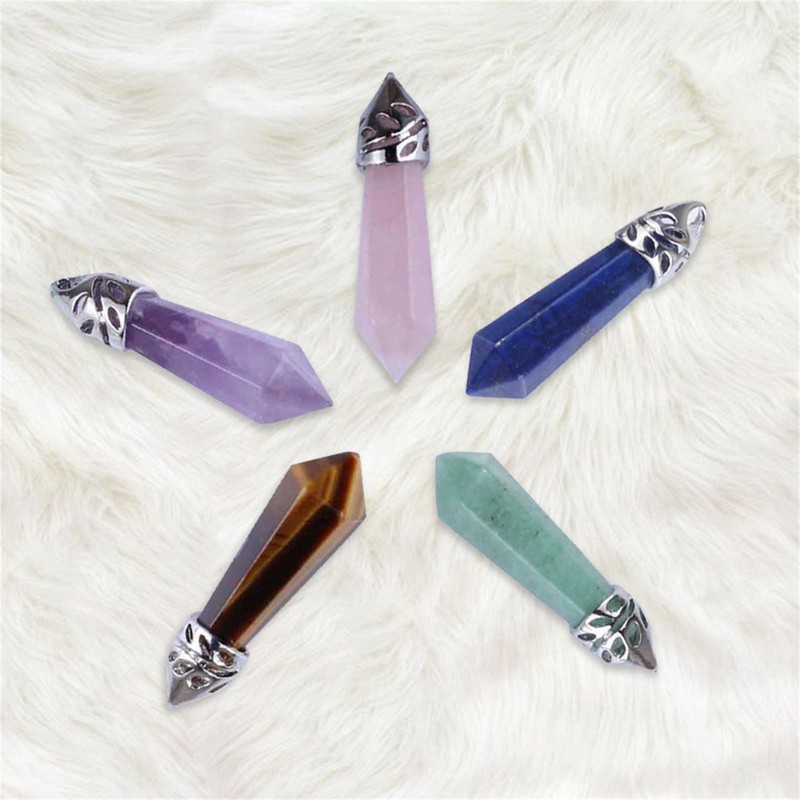 ISUI HP0263 Hexagon Pillar Double Sword Point Power Stone Pendant