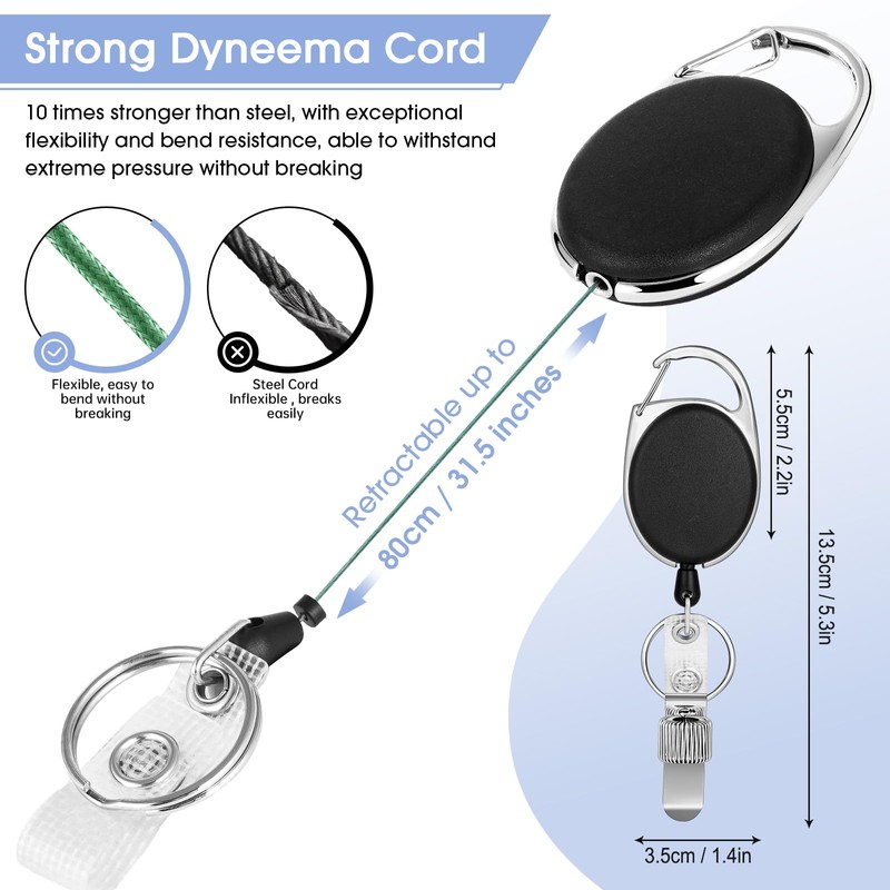 4 Pack Retractable Pen Pencil Holder with 31.5" Durable Dyneema