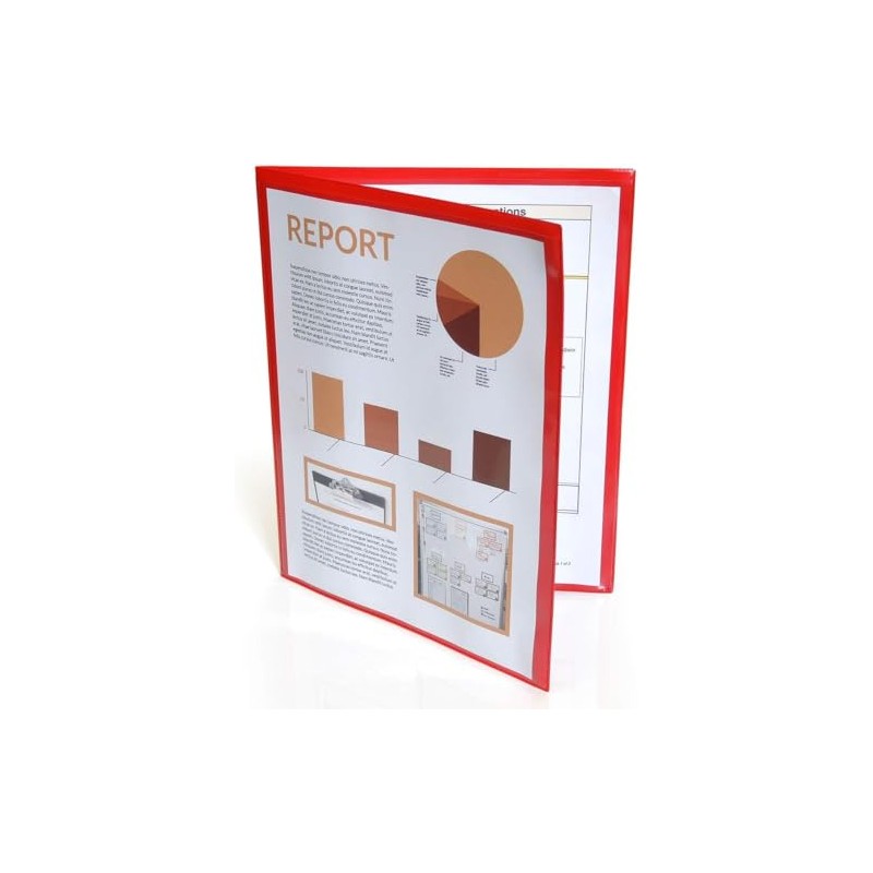 StoreSMART - Red Plastic Four Pocket Presentation Folders - 50-Pack