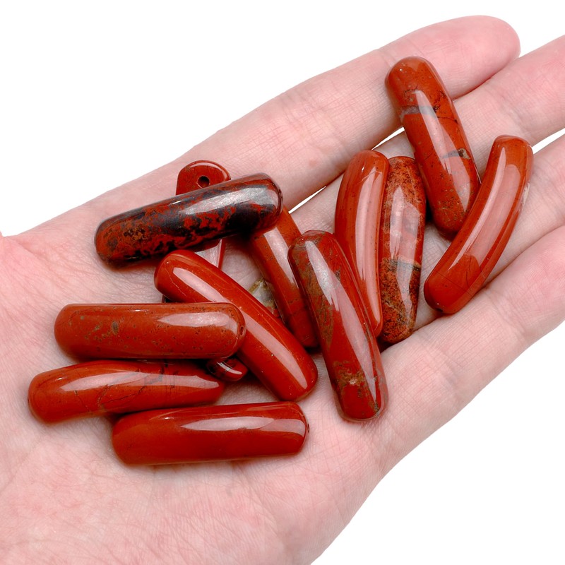 BEADIA - abalorio de piedra roja curvadas naturales de 36