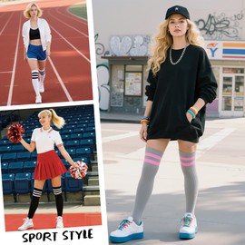 Zando White Knee High Socks for Women, Thigh High Stockings, Cosplay, Leg Warmers, Over the Knee, Pure White