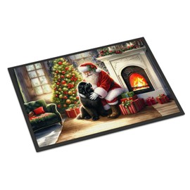 Caroline's Treasures DAC4143JMAT Newfoundland and Santa Claus Doormat Front Door Mat Indoor Outdoor Rugs for Entryway, Non Slip Washable Low Pile, 24H X 36W