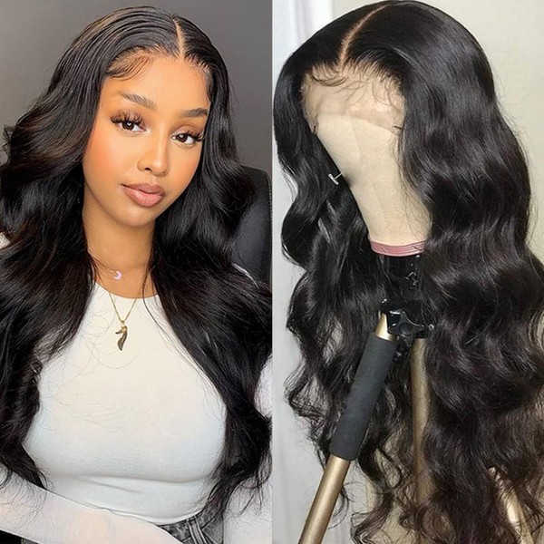 QTHAIR 14a Lace Closure Wigs Pre Plucked Natural Hairline with Baby Hair Brazilian Virgin Body Wave Human Hair Lace Frontal Closure Wigs for All Women 4x4 Lace Closure Wigs 16 inch