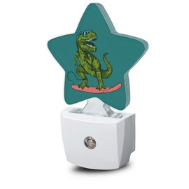 Losthll Dinosaur Green Night Light Plug-in Dusk to Dawn Smart Sensor White Led Nightlight for Bedroom Bathroom Kitchen Hallway Stairs Energy Efficient Decor Desk Lamp