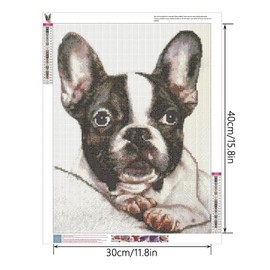 YSCOLOR Diamond Painting 5D Diamond Painting Kits for Children Round Drill French Bulldog Kits for Adults Rhinestone Embroidery DIY Living Room Wall Decoration 30 x 40 cm