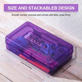 Leelosp 12 Pack Plastic Box Clear Case with Lid Snap Closure Hard Large Capacity Box Storage Organizer Box Holder for Kid Adult (Purple)