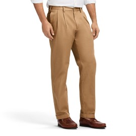 IZOD Men's American Chino (Inert Flat-Front or Pleated) Classic-Fit Pants, English Khaki, 38W x 30L