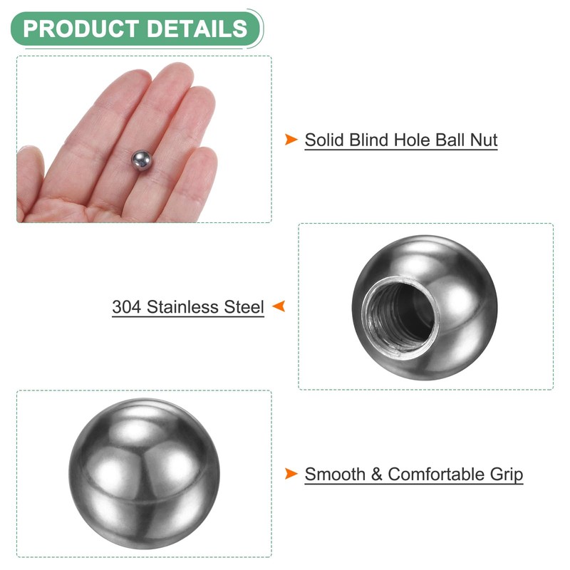 M METERXITY 4Pcs Threaded Ball Nut Knobs, M4x8mm 304 Stainless