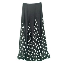 Flamenco Dance Skirt Black with White Dots, black/white