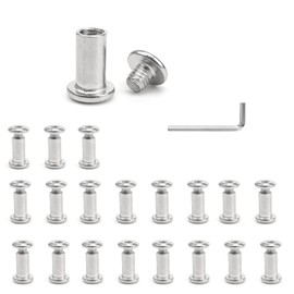 ZIJANG Sleeve Screws 20 Pieces, 304 Stainless Steel Sleeve Nut M6, Connecting Screws with Wrench, Furniture Connector for DIY Crafts, Leather Decoration, Bookbinding Photo Album