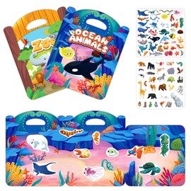 Sticker Books for Kids Ocean and Animal Sticker Book Jelly Reusable Stickers Activities for Boys Girls Travel