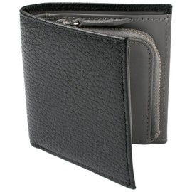 LECIOUS Wallet, Easy Access Design, Bifold Wallet, Small, Minimalist, Unisex, Genuine Leather, Cowhide Leather, Navy, Black x Gray