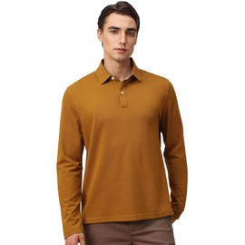 Hudson Wellesley Cotton Pique Polo Shirts for Men Long Sleeve Casual Comfort Moisture Wicking Regular Fit(Caramel Cafe,Large)