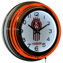 KW Kenworth Truck Red Double Neon Advertising Clock Wall Decor